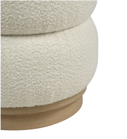 Pouf ivoire et chêne pâle
