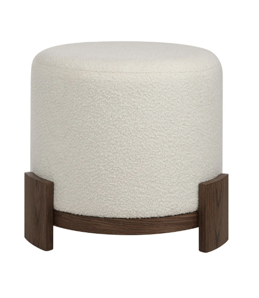 Pouf ivoire et noyer foncé