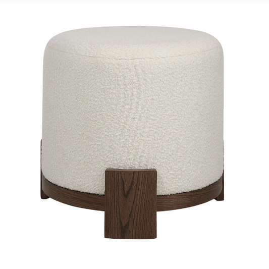 Pouf ivoire et noyer foncé