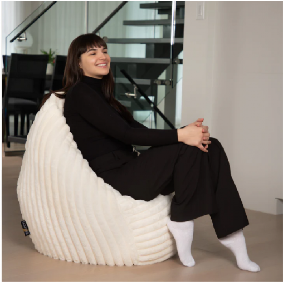 Pouf Raya XL velours côtelé naturel