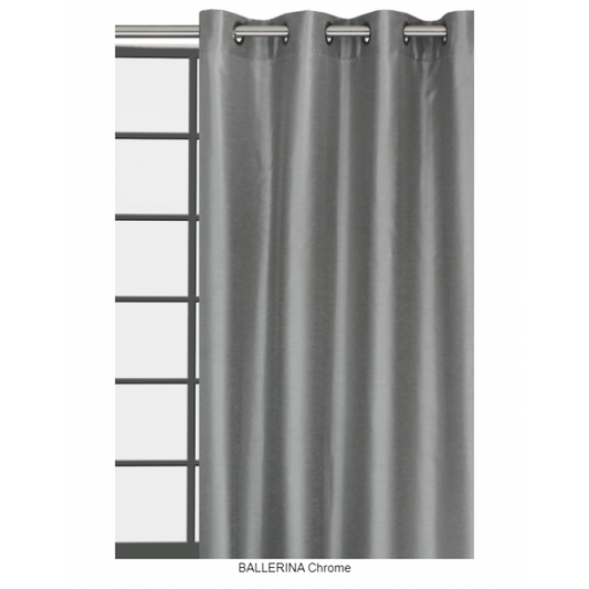 Chrome curtain with metal eyelets
