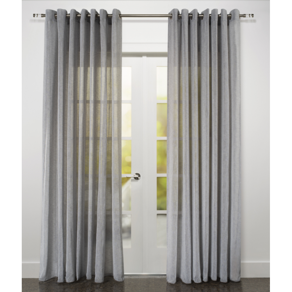 Large Grey Curtain with Chic Linen Effect
