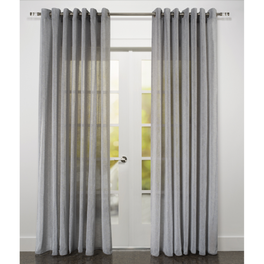 Large Grey Curtain with Chic Linen Effect