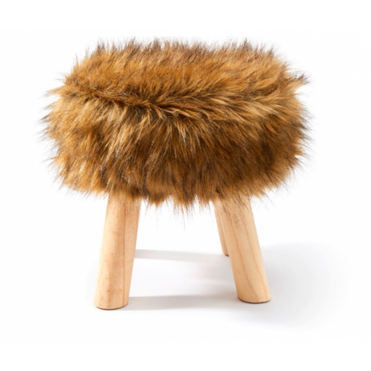 Brown Faux Fur Stool – Nordic Style