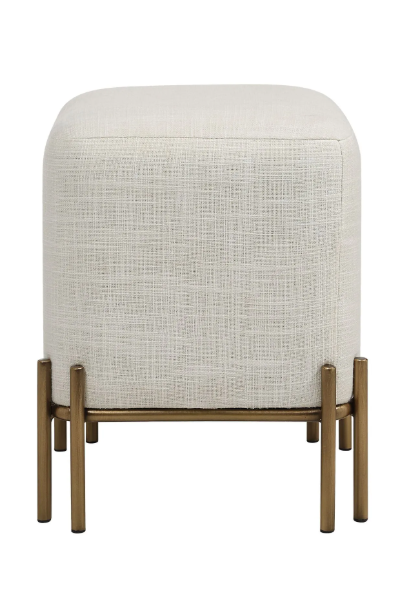 Tabouret ivoire coton et laiton antique