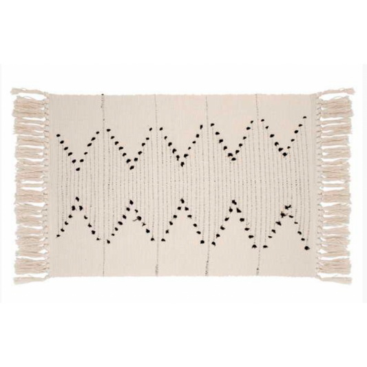 Natural Beige Rug with Bohemian Chic Fringes