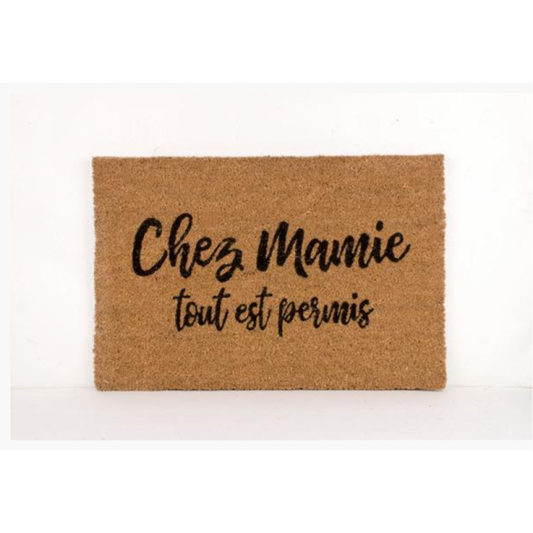 Tapis d'entrée "Chez Mamie, tout est permis"