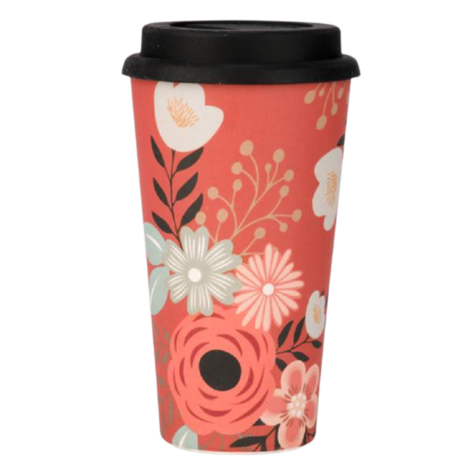 Tasse de Voyage Bambou – Motif Floral