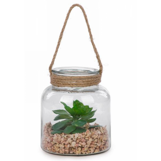 Vase en Verre avec Cactus Décoratif