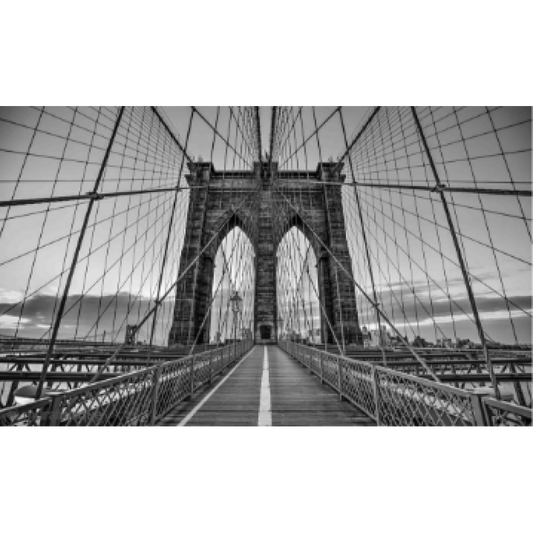 Brooklyn Bridge Mural – Black &amp; White Urban Wallpaper