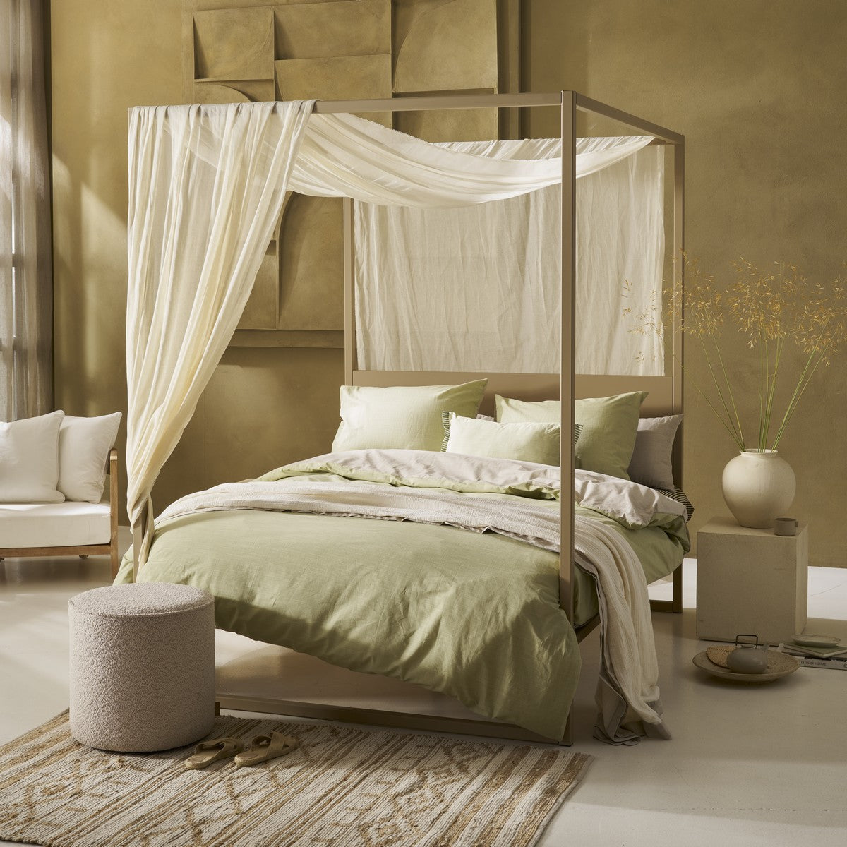 Housse de couette unie verte Nita