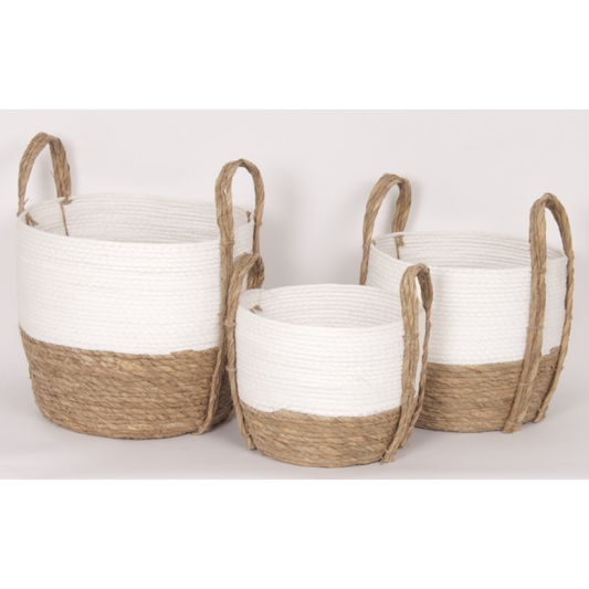 Paniers Décoratifs Deux Tons en Jute et Coton