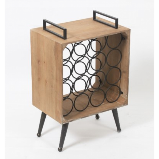 Designer wood and metal wine storage unit