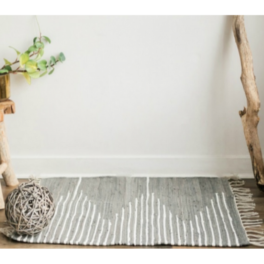Blueish Grey Chindi Rug with Fringes